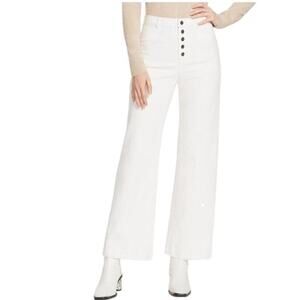 Lafayette 148 NY White Yarn Dyed Denim Button Fly Ankle Clark Pants Size 0